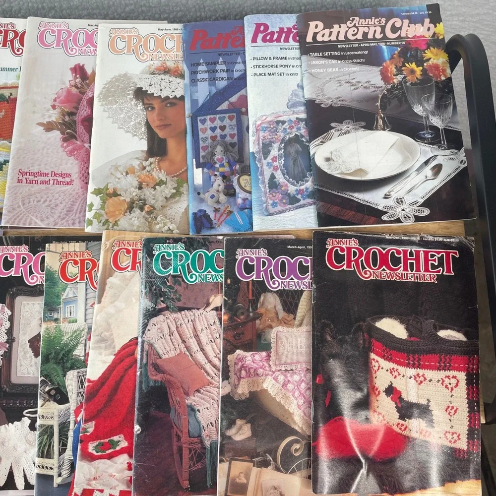 Vintage Annies Crochet Newsletter Pattern Club Magazine Qty 24 Issues 1980s